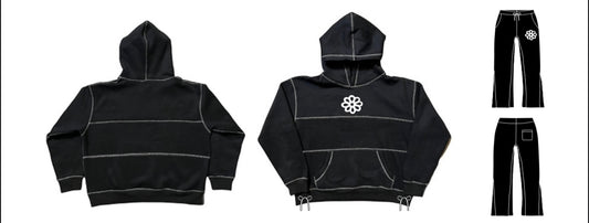 THIRTY3 OVERSTITCHED TRACKSUIT BLACK/WHITE